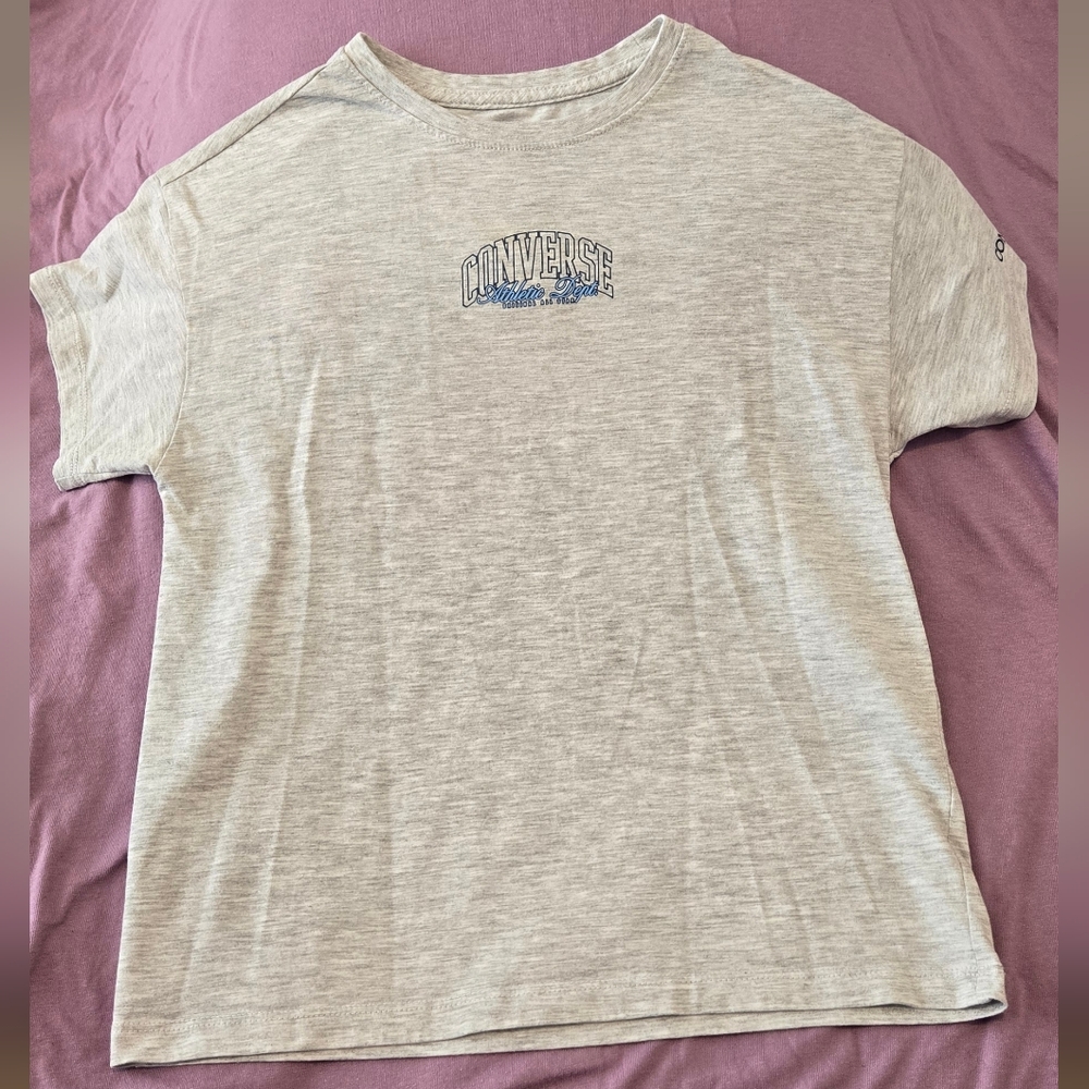 Converse Heather Gray T-Shirt with Blue Logo